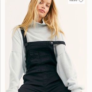 Black Washed Denim Free People Overalls